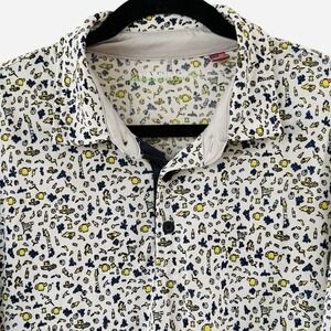 Hawke & Co Performance Golf Polo Shirt Mens XL Southern AOP BBQ Print Stretch